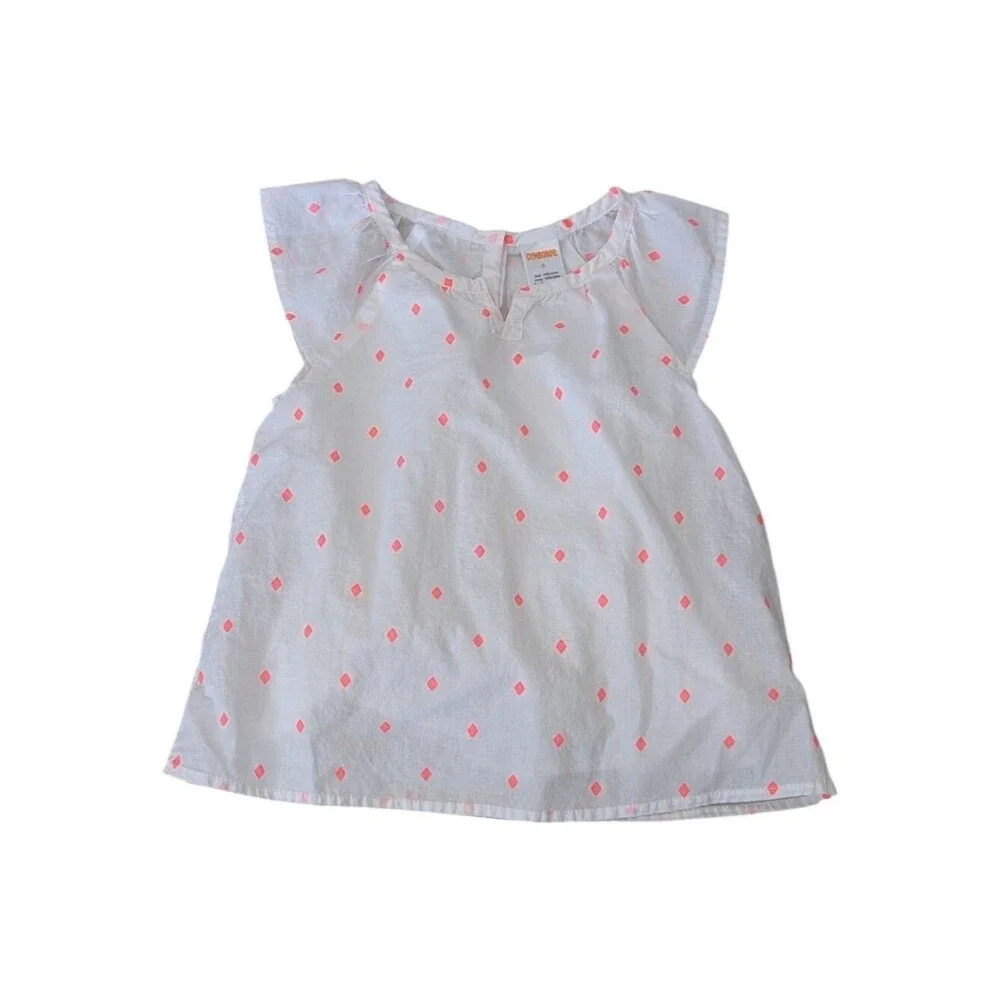 Gymboree Kids Cotton Blouse White Pink Spring Summer Girls Size 6